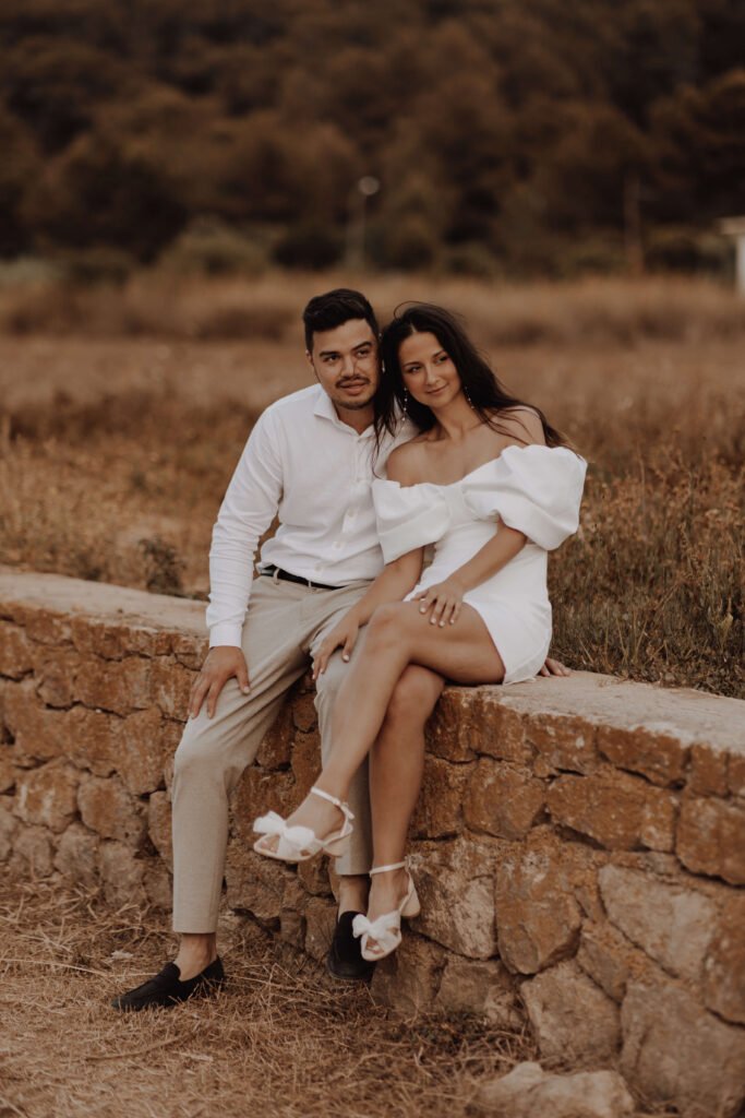 Editorial photography of a couple before their wedding in Ibiza on a pre-wedding shoot