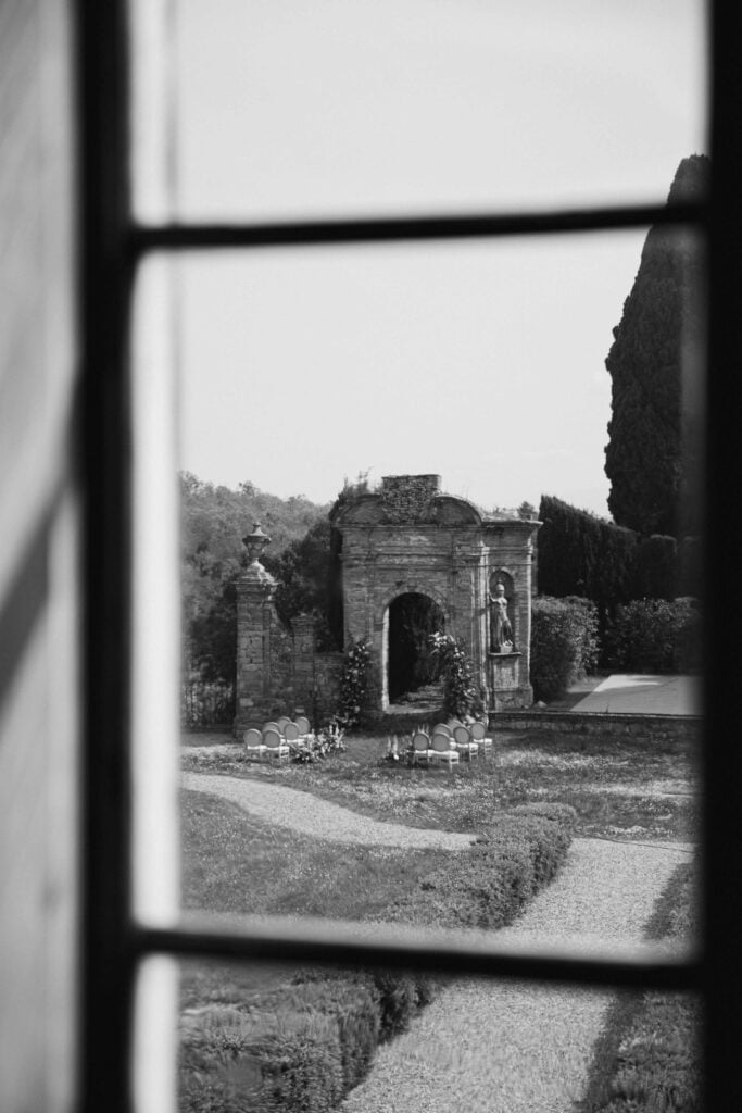 Wedding ceremony set up in Tuscany, Italy