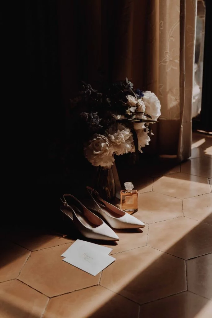 Wedding details with beautiful sunlight at wedding venue Son Marroig in Mallorca